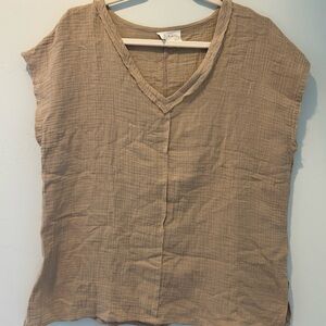 ANDREE BY UNIT cream boxy linen blouse